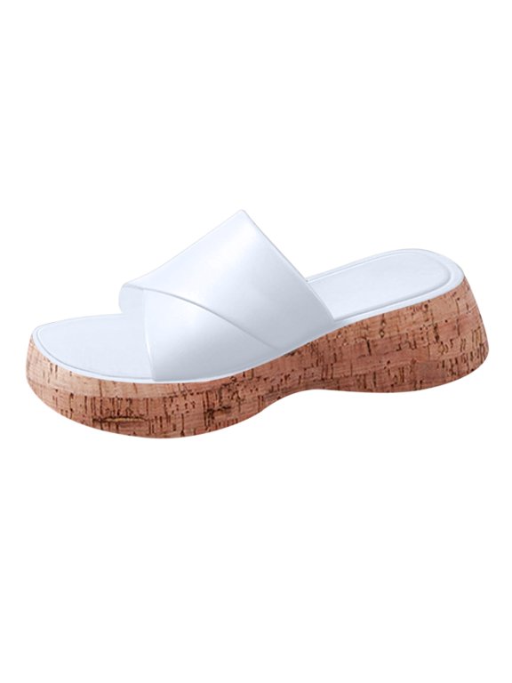 Clearence Women’s Summer Platform Wedge Slippers Beach Slippers Fish Mouth Orthopedic Sandals Thick Cushioned Sole Non-Slip Outdoor Casual Shoes