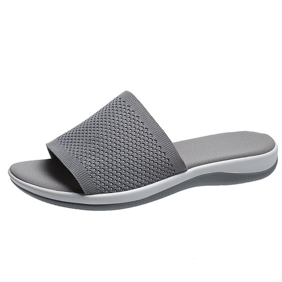 NOKIO Clearence Women's Wide Width Beach Slippers Thick Sole Fly Weave Lightweight Non-Slip Casual Shoes for Outdoor Walking & Summer Comfort