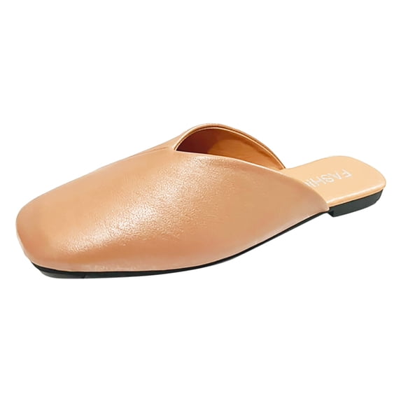 NOKIO Comfortable Women'S Slide Sandals Ladies Summer Fashion Flat Large Size Square Head Comfortable Solid Color Soft Non Slip Outside Wear Slippers Sandals