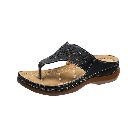 NOKIO Comfortable Women'S Slide Sandals Women's Sandals Fashion Leisure Hollow Rhinestones Flip Flops Women's Summer Sandals Comfortable Wedge Sandals Women's Platform Sandals