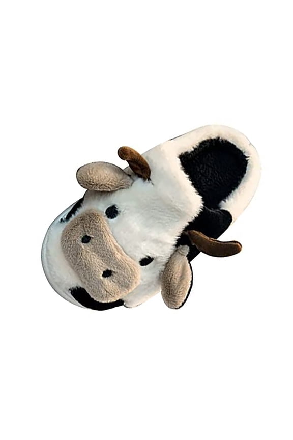 Cow Slippers for Women Cute Funny Animal Plush Slippers Casual House Cotton Slipper Soft Warm Caoon Slides Cozy Flc Bedroom Shoes for Indoor and Outdoor Wear