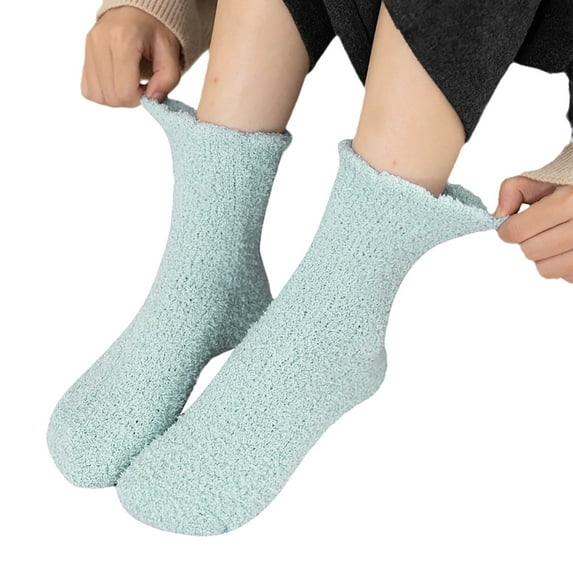 NOKIO Cozy Knit Bed Socks For Women Soft Cozy Sleep Socks For Ladies Warm Soft Winter Comfort Thickened Warm Sleeping Socks For Women Women'S Fluffy Indoor Sleeping Socks