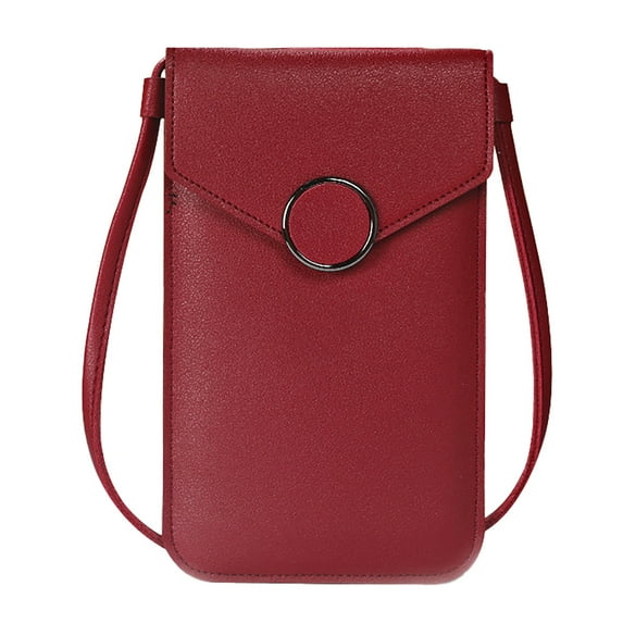 NOKIO Crossbody Bag With Multiple Compartments Fashion Women Artificial Leather Solid Color Hasp Transparent Operation Ccreen Phone Bag Shoulder Bag Messenger Bag