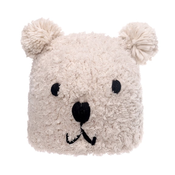NOKIO Cute Plush Bear Ear Beanie Hats for Women Winter Warm Faux Fur Knitted Skull Caps Casual Bucket Hats Boys Girls 𝐁eanie Hat Winter Fleece Warm Soft Cartoon Bear Style Solid Hats