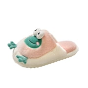 NOKIO Cute Plush F g Slippers for Women Winter Home F u y Slides Ca oon Animal Slipper Cozy Indoor Warmth Slippers Soft Plush Closed Top Shoes Non-S ip Bedroom Footwear