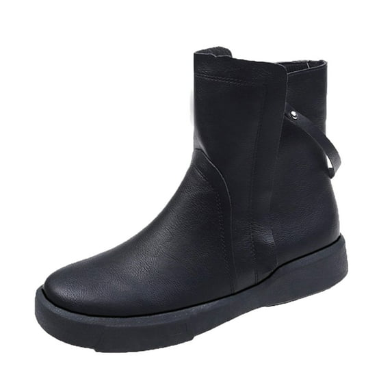 NOKIO Edgy Women'S Short Booties Women'S Leather Martin Boots Women Boots Ankle Boots Fashion Retro Platform Shoes Round Toe Zipper Shoes Trendy Women'S Ankle Booties Chic Women'S Short Booties