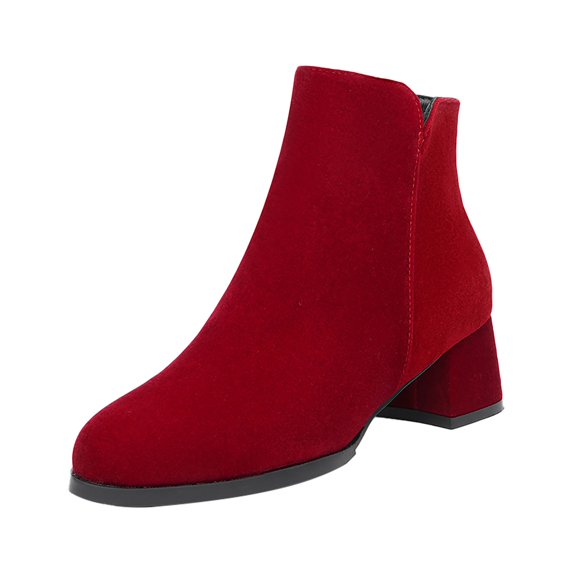 NOKIO Elegant Women'S Short Boots Chic Women'S Short Booties Fashion Thick Bottom Heel Women's Boots Breathable Fashion Round Head Heel Women's Shoes Women'S Statement Short Boots