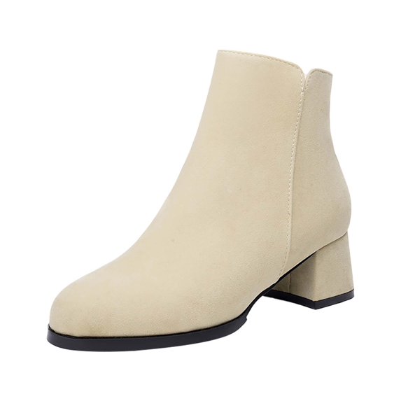 NOKIO Elegant Women'S Short Boots Chic Women'S Short Booties Fashion Thick Bottom Heel Women's Boots Breathable Fashion Round Head Heel Women's Shoes Women'S Statement Short Boots