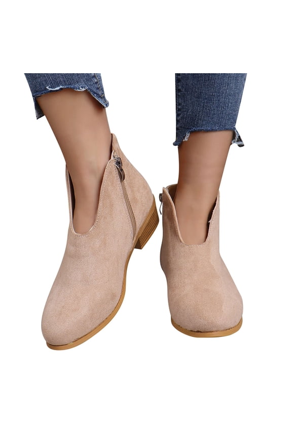 Elegant Women'S Short Boots Minimalist Side Zipper Boots For Women Ankle Boots Short Boots Single Shoes For Ladies Casual Shoes Women'S Modern Ankle Boots Women'S Designer Short Boots