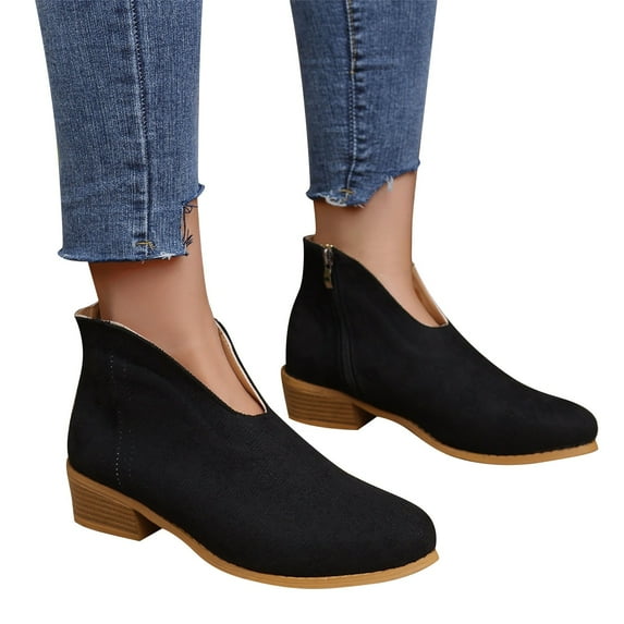 NOKIO Elegant Women'S Short Boots Minimalist Side Zipper Boots For Women Ankle Boots Short Boots Single Shoes For Ladies Casual Shoes Women'S Modern Ankle Boots Women'S Designer Short Boots