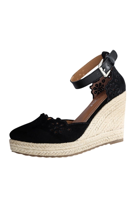 Embroidered Hollow Out Wedge Heels Women Rope Shoes Ankle Wrap Toe Platform Retro Lady Comfy Espadrille Pumps Sandals