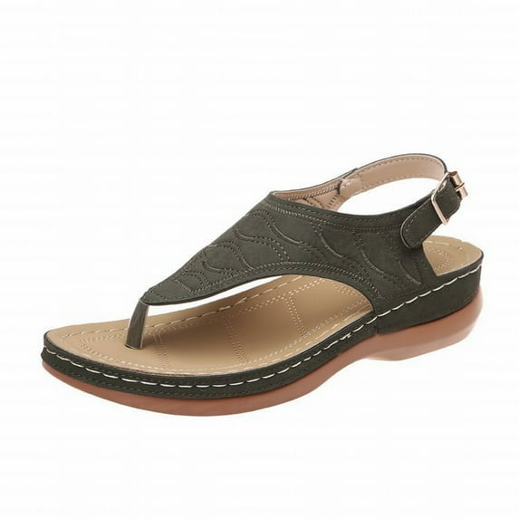 NOKIO Fashion Sandals for Women's Summer Flip-Flops Wedge Heel Clip Toe Shoes Thick Sole Solid Color Lightweight Sandals