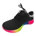 thumbnail image 1 of NOKIO Fashion Sneakers for Women Breathable Knit Sneakers with Rainbow Sole, Lightweight Walking Shoes Casual Running Shoes Streetwear Footwear Outdoor 𝖫a𝖼e Up Sports Shoes, 1 of 5