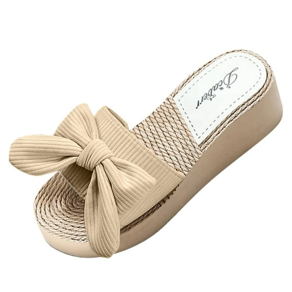 NOKIO Fashion Spring And Summer Casual Bow Sandals Beach Wedge Slippers Womens Platform Sandals Beach Sandal Woman Comfort Lightweight Slides Boheo Sandals Flatform Open Toe Beach Sandals