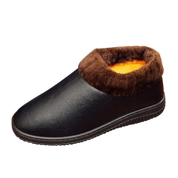 NOKIO Fashion Winter Men Snow Shoes Flat Bottom Non Slip Indoor And Outdoor Solid Color Plush Warm Comfortable Slip On Men'S Warm Snow Boots