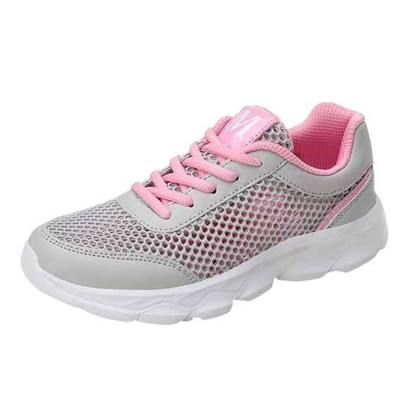NOKIO Fashionable Athletic Shoes For Women Women'S Running Shoes Women'S Casual Workout Sneakers Fashion Summer Women Sneakers Mesh Hollowed Breathable Comfortable Lightweight Lace Up Flat Bottom