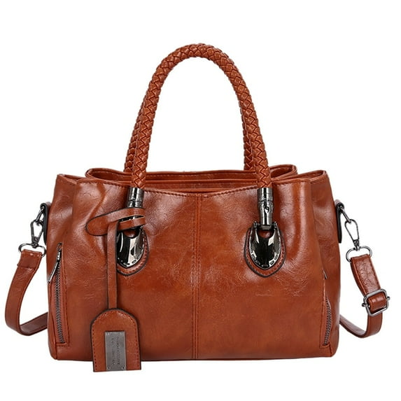 NOKIO Female One-Shoulder Tote Bag, Female One-Shoulder Leather Bag, Female One-Shoulder Canvas Bag Fashion Women's Solid Color Large Capacity Leather Shoulder Bag Handbag