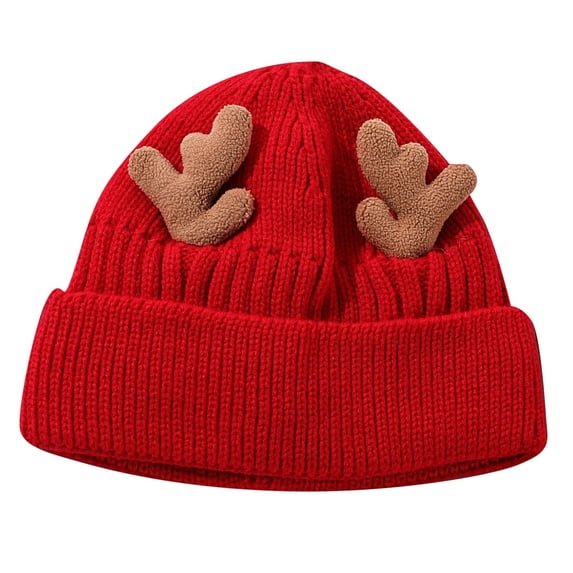 NOKIO Festive Reindeer Knitted Hat Elf Knitted Winter Cap Reindeer Knit Christmas Hat Festive Snowman Knitted Beanie Christmas Hat Autumn And Winter Knitted Hat Plus Velvet Warm Knitted Woolen Hat