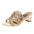thumbnail image 1 of NOKIO Fish Rhinestone Mouth Thick Sandals Heel And Fashion Heel Slippers Women's High Women's Sandals Women's Heeled Sandals Round Open Toe Slip-on Heels Summer Party Dressy Heeled Sandals, 1 of 4