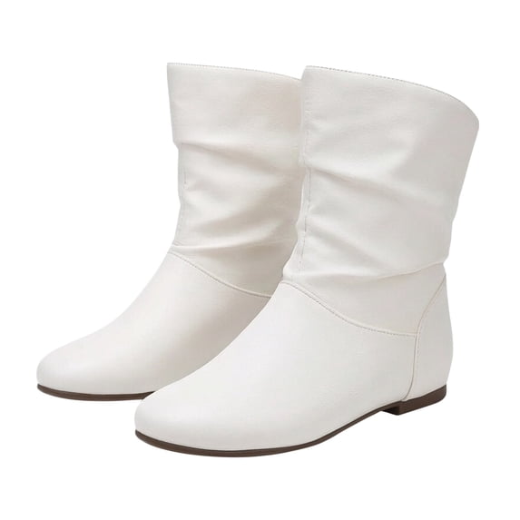 NOKIO Flat Bπππ‘π for Women Comfortable Sπ
ip On Bπππ‘π Fall Winter Fashion Round Toe Booties Casual Pull On Shoes Lightweight Mid Calf Booties for Casual Daily Walking
