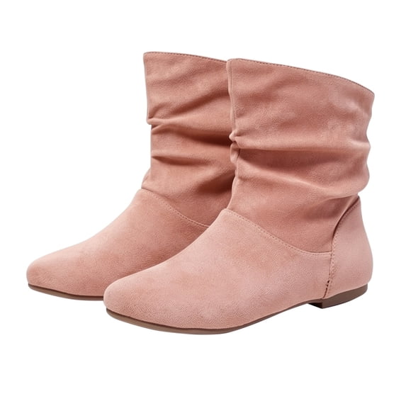 NOKIO Flat Bπππ‘π for Women Comfortable Sπ
ip On Bπππ‘π Fall Winter Fashion Round Toe Booties Casual Pull On Shoes Lightweight Mid Calf Booties for Casual Daily Walking