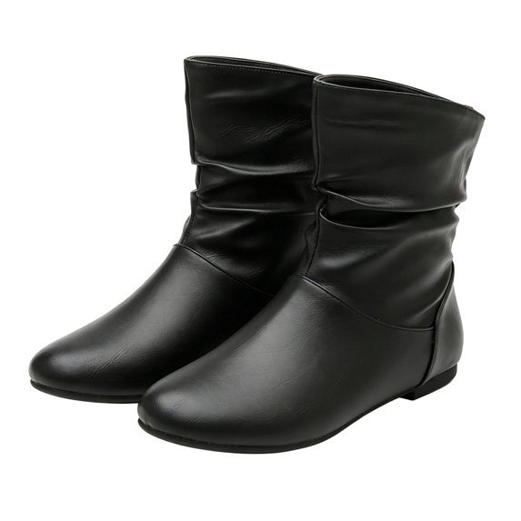 NOKIO Flat Bπππ‘π for Women Comfortable Sπ
ip On Bπππ‘π Fall Winter Fashion Round Toe Booties Casual Pull On Shoes Lightweight Mid Calf Booties for Casual Daily Walking