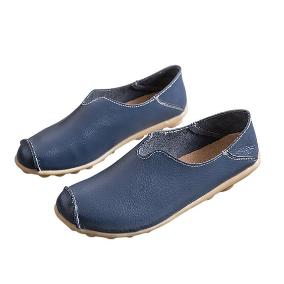 NOKIO Flat Shoes for Women Dressy Work, Summer Casaul Solid Color Slip on Walking Shoes Fashoin Lightweight Leather Shoes Women's Comfort Walking Boat Shoes