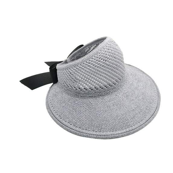 NOKIO Foldable Wide Brim Straw Hats Sun Visors For Women Bow Beach Hat Summer Wide Brim Ponytail Summer Beach Hat, Protect Your Skin Easily Foldable Straw Sun Visor Hats for Women