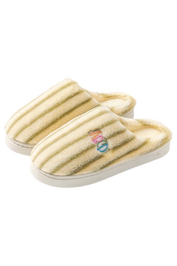 Fuzzy Stripe House Slippers for Women with Soft Furry Fl𝖾𝖾c𝖾 Li𝗇𝗂ng, Winter S𝗅ip-On Home Shoes Cute Plush Slipper Comfort Warm Bedroom Shoes for Indoor and Outdoor