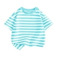 thumbnail image 1 of NOKIO Girl's Cute Striped T Shirts Short Sleeve Casual Teen Tee Tops Preppy Clothes Girls Summer Striped Short Sleeve T-Shirts Trendy Crewneck Pullover Tops 2-12 Years, 1 of 4