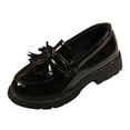 thumbnail image 1 of NOKIO Girl's Platform Loafers Girls Patent Leather Slip-On Penny Loafers Flats Bow Tassel Dress Shoes Girls Slip On Leather Loafer Tassel Bow Flats School Dress Shoes For Girls, 1 of 9