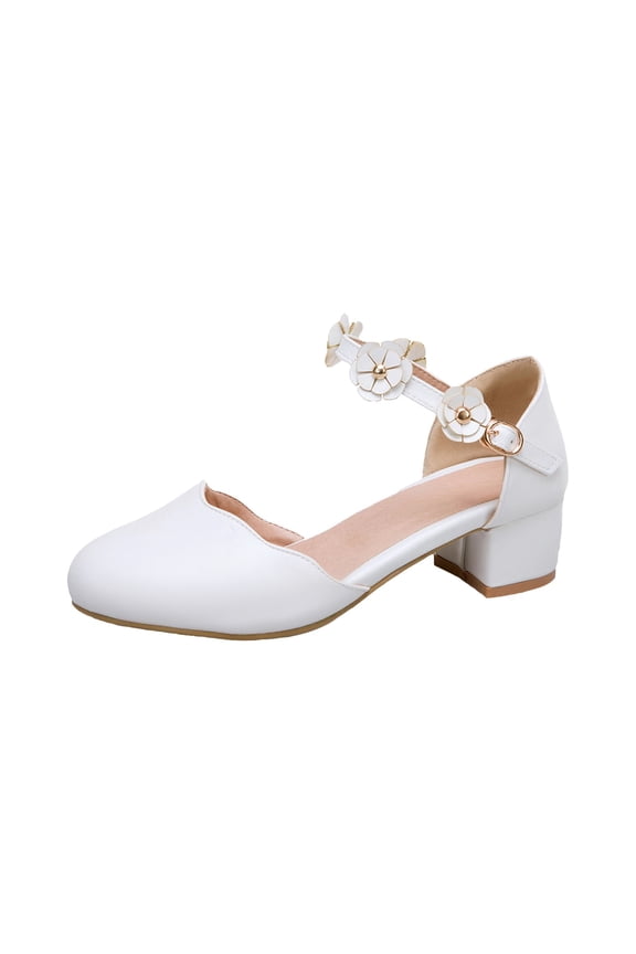 Girls' Ankle Strap Sandals Kids' Summer Shoes Girls' Summery Sandals Big Kids Girls Mary Jane Dress Shoes Pumps Low Heels Flower High School Prom Shoes