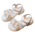 thumbnail image 1 of NOKIO Girls' Boho Sandals Girls' Floral Sandals Girls' Platform Sandals Kids' Casual Sandals Summer New Soft And Lightweight Rubber Bottom Beaded Flower Fashion Personality Girl Sandals, 1 of 8