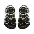 thumbnail image 1 of NOKIO Girls' Boho Sandals Girls' Summery Sandals Girls' Comfort Sandals Girls' Strappy Wedge Sandals Girls Sandals Summer For Children Wearing Beach Shoes Pearl Soft Sole, 1 of 4