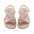 thumbnail image 1 of NOKIO Girls' Boho Sandals Girls' Summery Sandals Girls' Comfort Sandals Girls' Strappy Wedge Sandals Girls Sandals Summer For Children Wearing Beach Shoes Pearl Soft Sole, 1 of 4