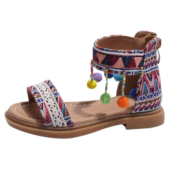 NOKIO Girls' Boho Sandals Girls' Summery Sandals Kids' Casual Sandals Girls' Beach Sandals Ethnic Style Girls' Sandals Baby Toddler Sandals Soft Soled Children's Sandals Children's Roman Sandals