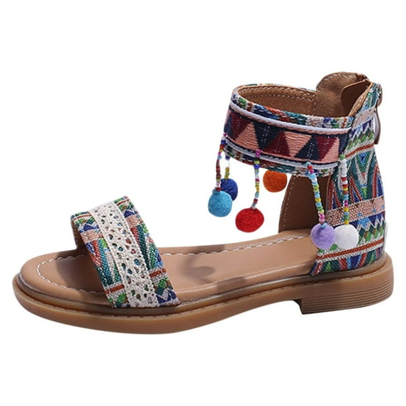 NOKIO Girls' Boho Sandals Girls' Summery Sandals Kids' Casual Sandals Girls' Beach Sandals Ethnic Style Girls' Sandals Baby Toddler Sandals Soft Soled Children's Sandals Children's Roman Sandals