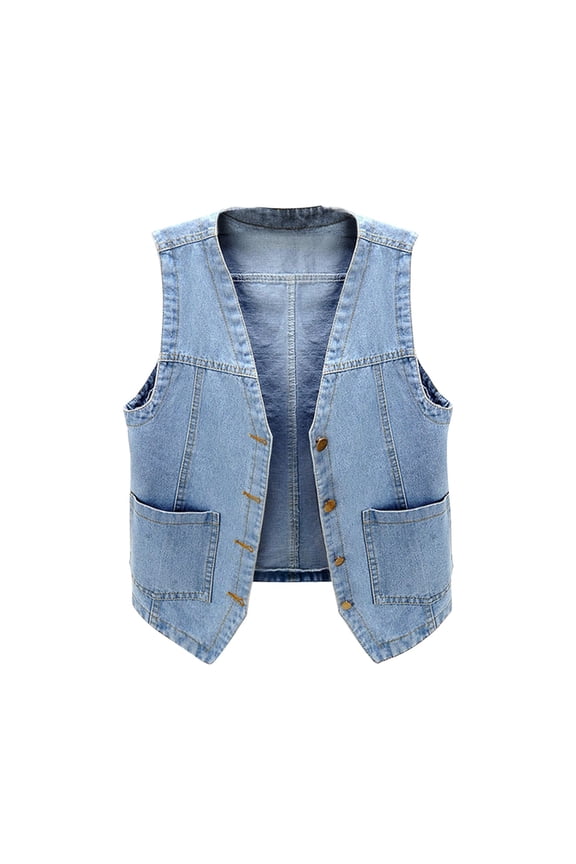 Girls And Boys Autumn Cowboy Vest Loose Sleeveless Coat Vest Shoulder Outside The Students Wear Coat Kids Boys Denim Dark Blue Jacket Faded Jeans Gilet Sleeveless Jacket Coat