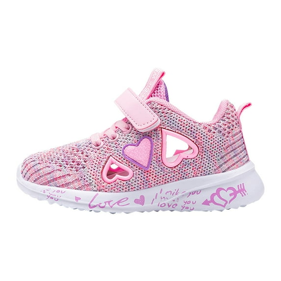 NOKIO Girls Breathable Sneakers Girls Pastel Sneakers Children Sports Shoes Spring/Summer Colorful Mesh Hollow Out Heart Shaped Pattern Letter Printed Casual Shoes Party Birthday School