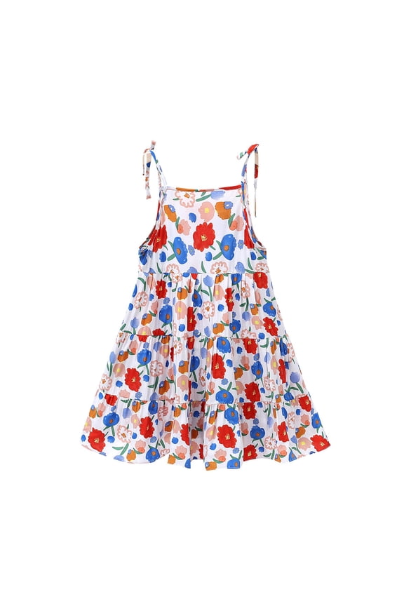 Little Girls Beach Sundress, Floral Princess Dress Summer, Summer Children's Slip Dress Rayon Silk Girl Dress Korean Version Of The Big Children's Dress 3 14 Years Baby Backless Sundress
