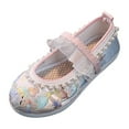 thumbnail image 1 of NOKIO Girls' Dress Mary Jane Sandals Girls' Comfort Sandals Girls Flat Bottomed Embroidered Sandals Fashionable Antique Children Performance Children Embroidered Sandals, 1 of 7