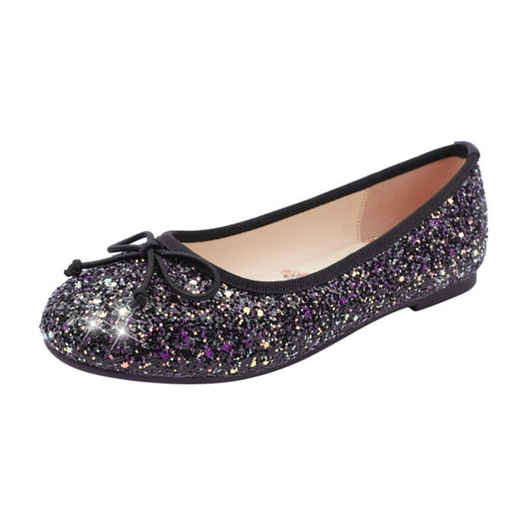 NOKIO Girls Dress Shoes Slip-on Rhinestone Glitter Ballet Flats for Wedding, Party, Birthday, Prom, Little Kid/Big Kid Mary Jane Ballet Flats Slip-on Fashion Shoes