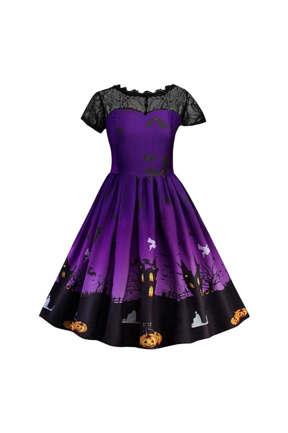 Girls Halloween Party Dress Baby Girl Princess Dress Christmas Maxi Dress Toddler Christmas Party Dress Kids Girl Halloween Outfit Pumpkin Cat Short Sleeve Tulle Halloween Dress Holiday Clothes