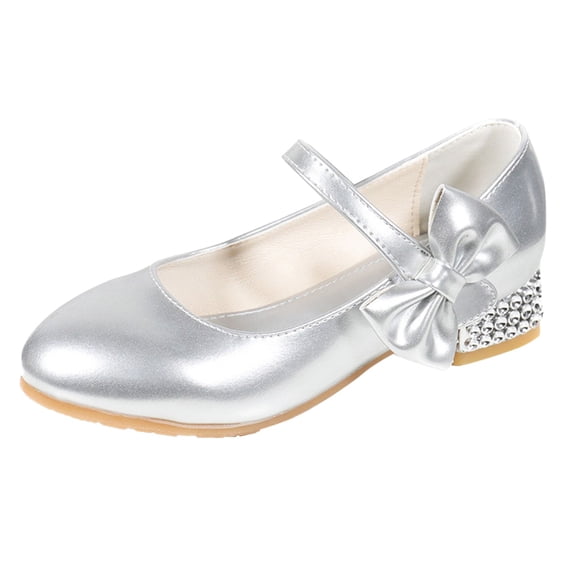 NOKIO Girls High Heeled Shoes Primary School Students Single Shoes Children Leather Shoes Pretty Girl Shoes Girls Princess Single Shoes Dress Shoes Wedding Party Glitter Shoes