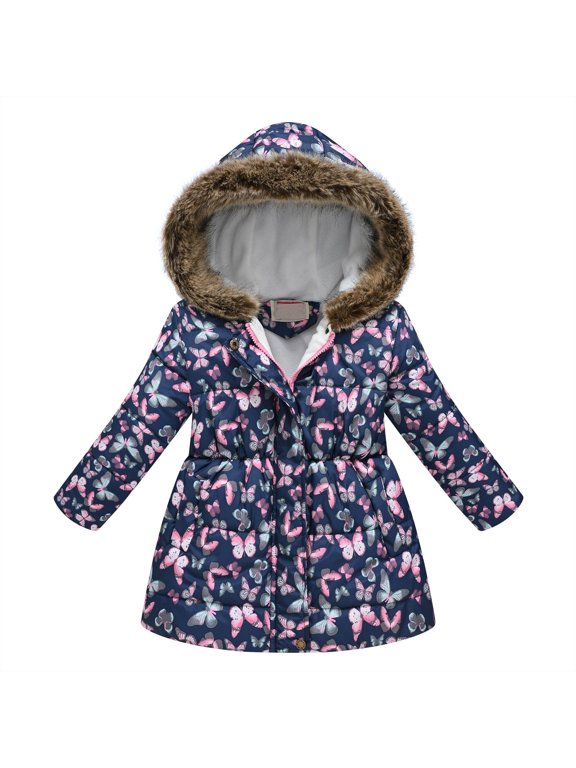 Girls' Insulated Winter Hoodie Toddler Girls Winter Long Sleeve Fashion Thick Warm Hooded Down Soft Coat Down Paraks Baby Winter Coat Kids' Insulated Winter Jacket With Hood