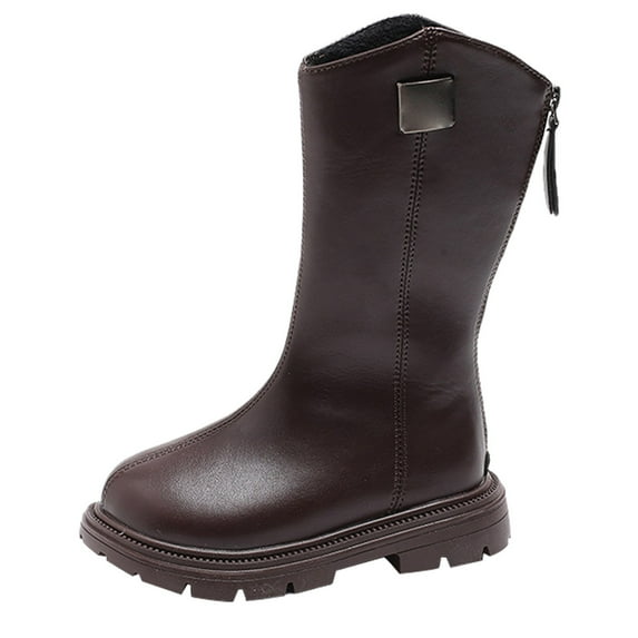 NOKIO Girls' Knee-High Martin Boots Girls' Black Martin Boots Girls Single Shoes Bowknot First Shoes Buckle Strap Toddler Soft Bottom Breathable Princess Shoes Girls' Casual Martin Boots