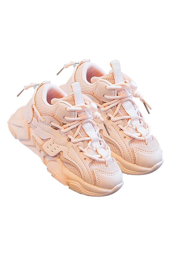 Girls Lace-Up Sneakers Girls Running Shoes Spring And Summer New Multi Color Solid Mesh Lightweight And Breathable Children's Fashion Versatile Casual Sports Shoes