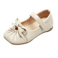 thumbnail image 1 of NOKIO Girls' Mary Jane Sandals With Bow Detail Toddler Kids Baby Girls Dress Shoes Party Wedding Flower Bridesmaids Princess Shoes Flats School Uniform Shoes 1-6Y, 1 of 8