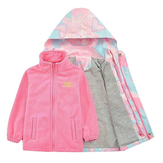 NOKIO Girls Outerwear Jackets Kids Insulated Parkas Kids Big Kids Boys And Girls 2PC Long Sleeved Water Proof Snowproof Ski Wear Removable Liner Jacket Winter Coats For Baby Girls