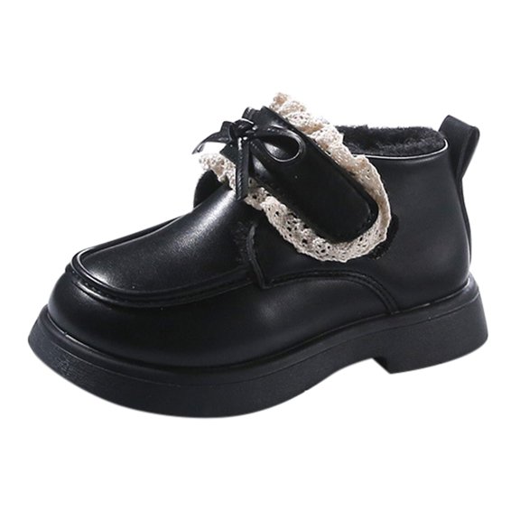 NOKIO Girls Plush Lined Booties Kids Furry Winter Boots Girls Spring And Winter Little Girl Bow Fashion Princess Shoes Big Children Two Cotton Thickened Ankle Boots